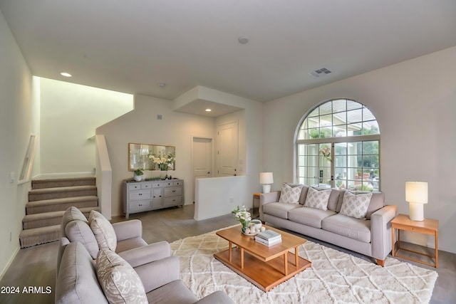 living room featuring light hardwood / wood-style flooring