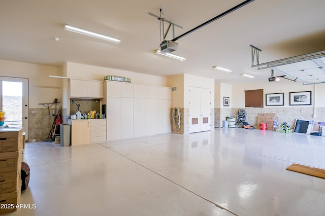 garage with a garage door opener