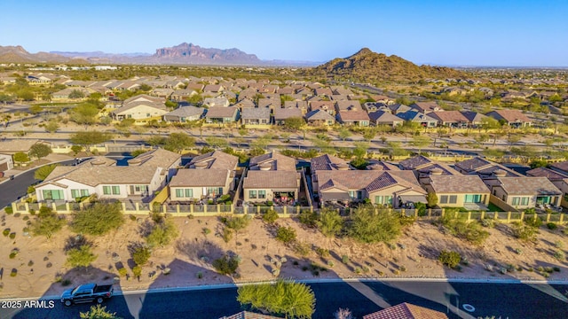 aerial view featuring a residential view and a mountain view