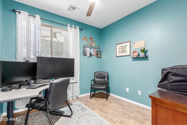 2342 W Owens Ct, Anthem, AZ 85086 - office with ceiling fan, baseboards, and light tile patterned floors