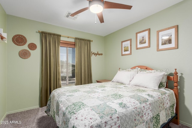 2342 W Owens Ct, Anthem, AZ 85086 - carpeted bedroom featuring baseboards, access to outside, and ceiling fan