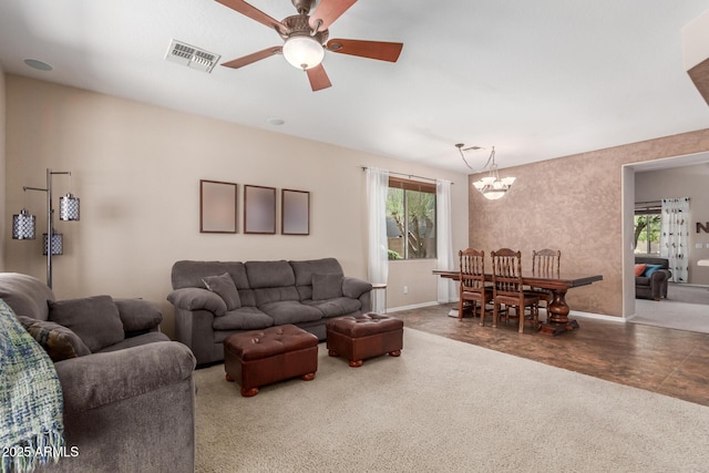 2342 W Owens Ct, Anthem, AZ 85086 - living room with a chandelier, carpet floors, and baseboards