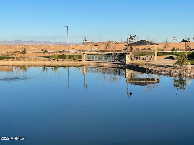 view of water feature with a gazebo