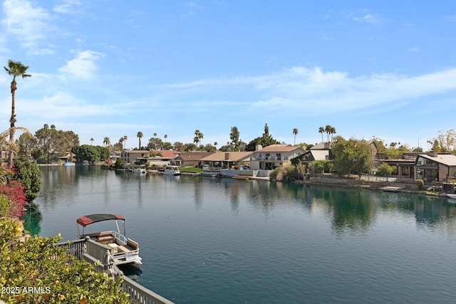 view of water feature with a residential view