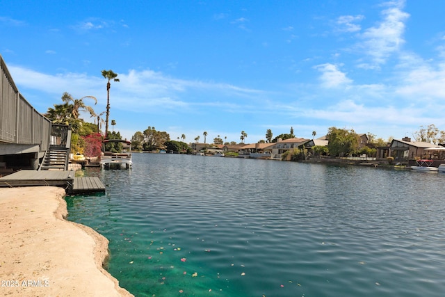 property view of water featuring a dock