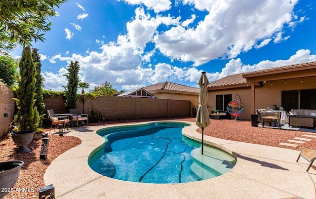 2685 N 132nd Dr, Goodyear, AZ 85395 - view of pool with a patio, a fenced backyard, and an outdoor hangout area