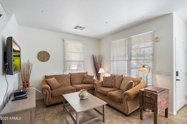 view of tiled living room