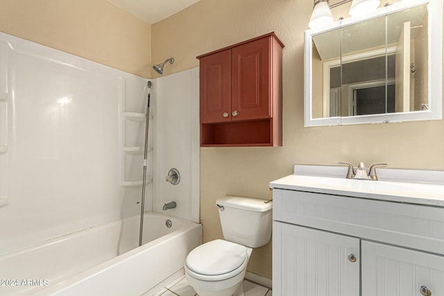 full bathroom with shower / bath combination, vanity, and toilet