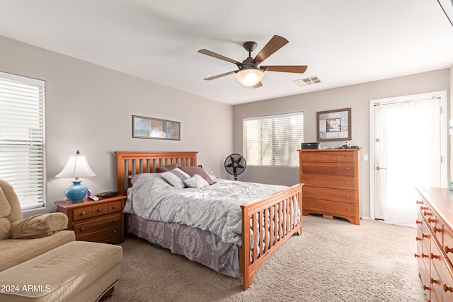 bedroom with carpet and ceiling fan