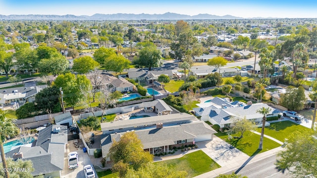 drone / aerial view with a mountain view and a residential view
