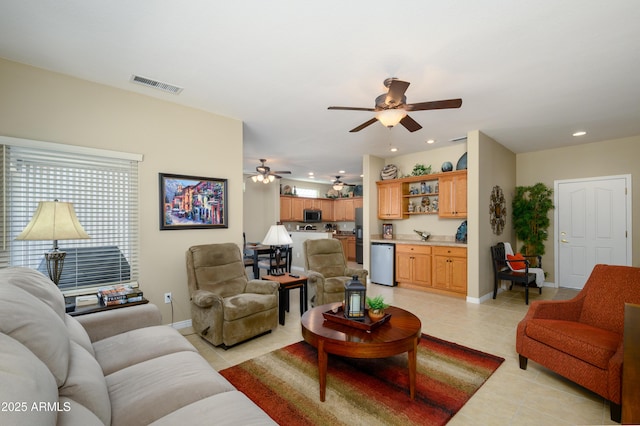 view of tiled living room