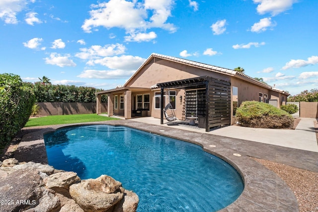 15020 N 54th Pl, Scottsdale, AZ 85254 - view of swimming pool featuring a patio, a fenced backyard, and a pergola