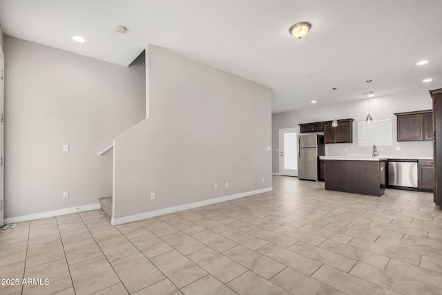 2000 N 36th St Unit 30, Phoenix, AZ 85008 - unfurnished living room featuring recessed lighting, stairway, and light tile patterned floors