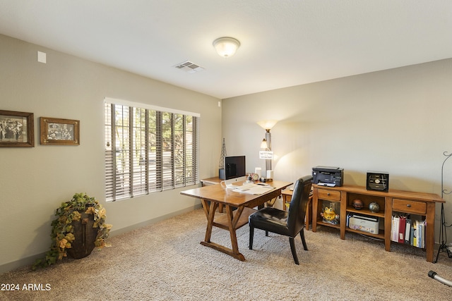 view of carpeted office space