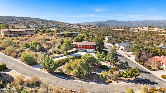 drone / aerial view with a mountain view