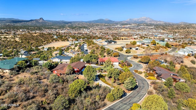 drone / aerial view featuring a mountain view