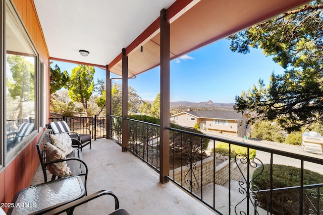 balcony with a mountain view