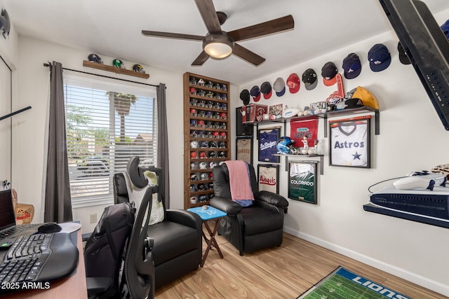 3447 E Dolphin Ave, Mesa, AZ 85204 - office featuring ceiling fan and wood finished floors