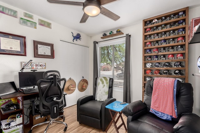 3447 E Dolphin Ave, Mesa, AZ 85204 - office featuring ceiling fan and wood finished floors