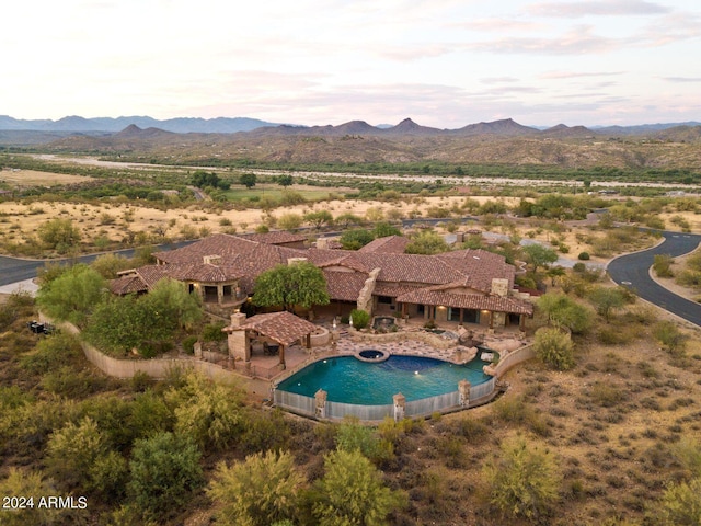 aerial view with a mountain view