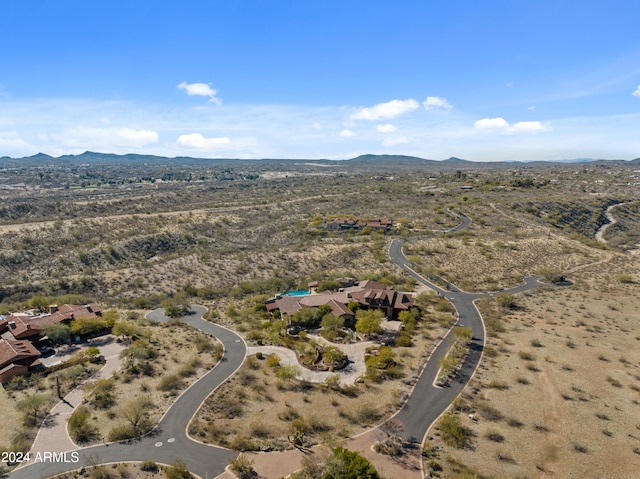 bird's eye view with a mountain view