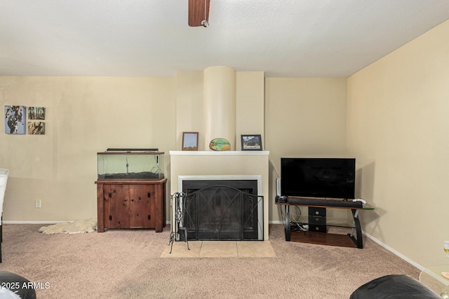 living room with light carpet