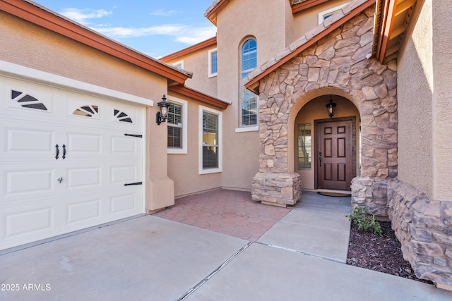 entrance to property with a garage