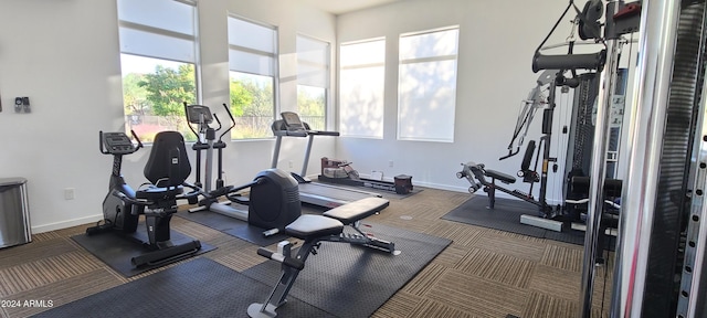 gym with carpet flooring