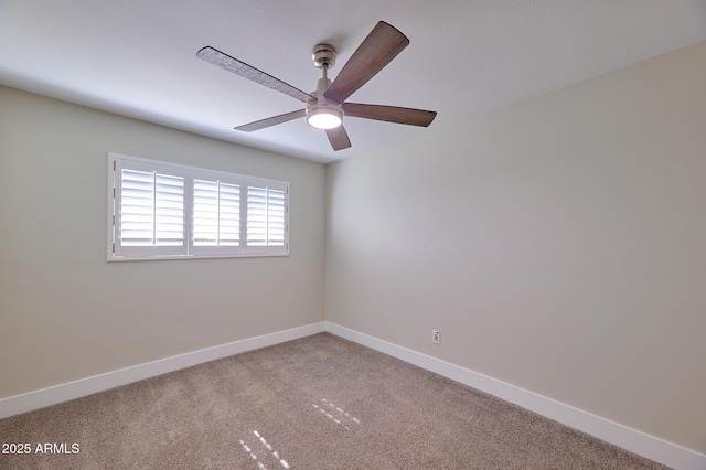 spare room with ceiling fan and carpet flooring