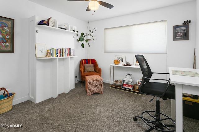 912 E Orchid Ln, Phoenix, AZ 85020 - carpeted home office featuring ceiling fan and baseboards