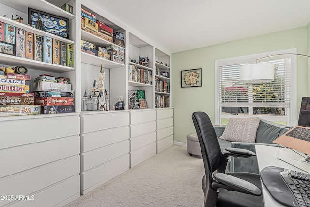 view of carpeted home office