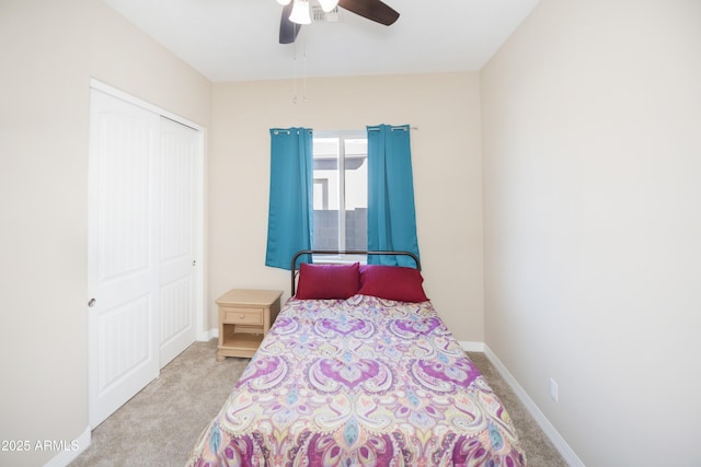 6317 E Beckett Trl, Prescott Valley, AZ 86314 - carpeted bedroom with ceiling fan, a closet, and baseboards