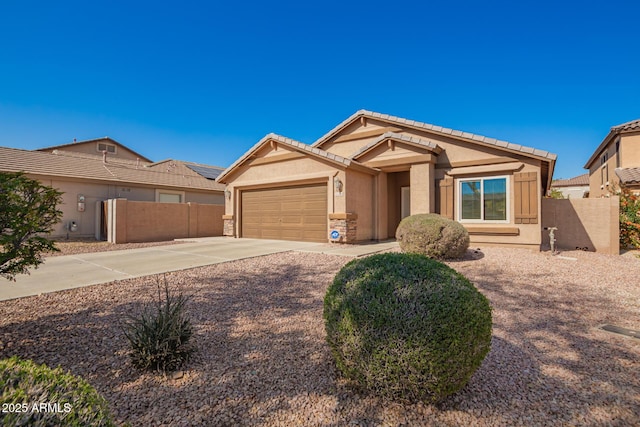 single story home with a garage