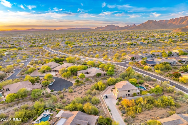 bird's eye view with a residential view and a mountain view