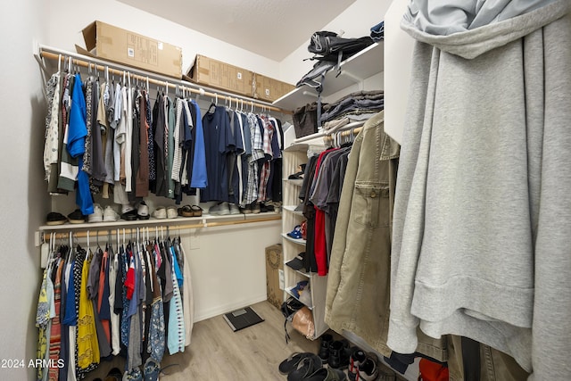 walk in closet featuring light wood-type flooring