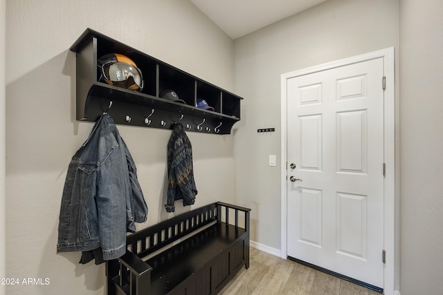 mudroom featuring light hardwood / wood-style flooring