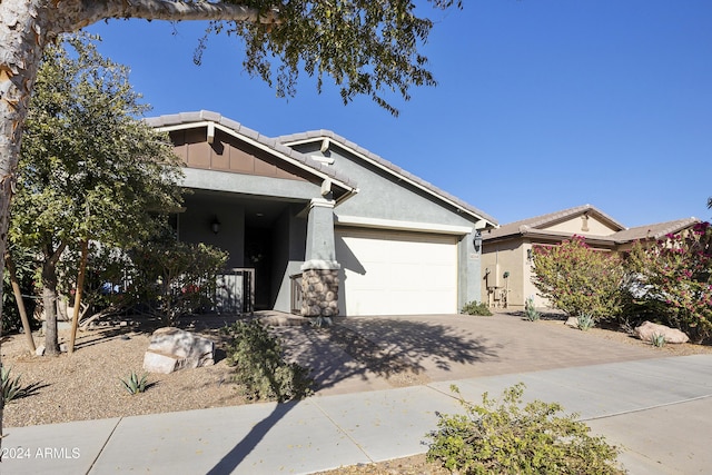 view of front of house with a garage