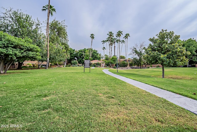 view of property's community featuring a yard