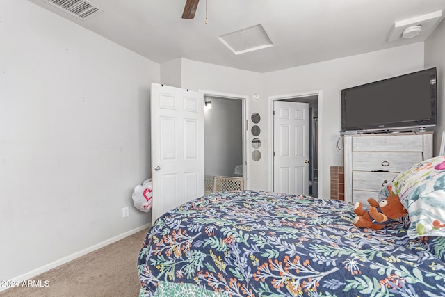 bedroom with carpet and ceiling fan