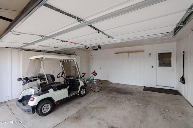 garage with a garage door opener