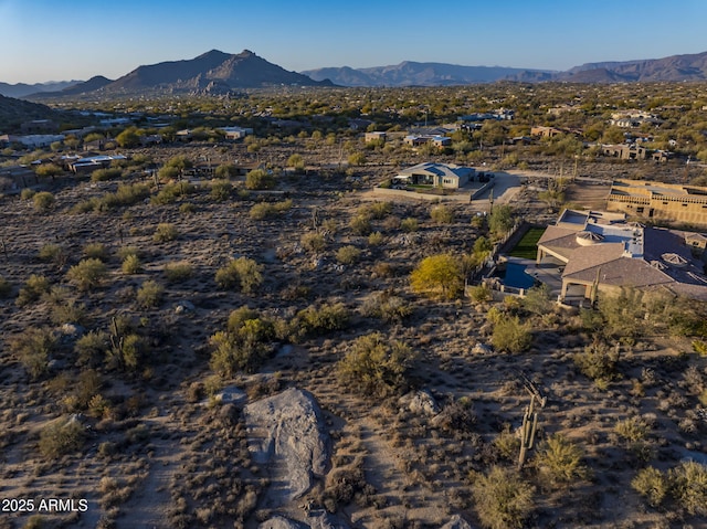 aerial view with a mountain view