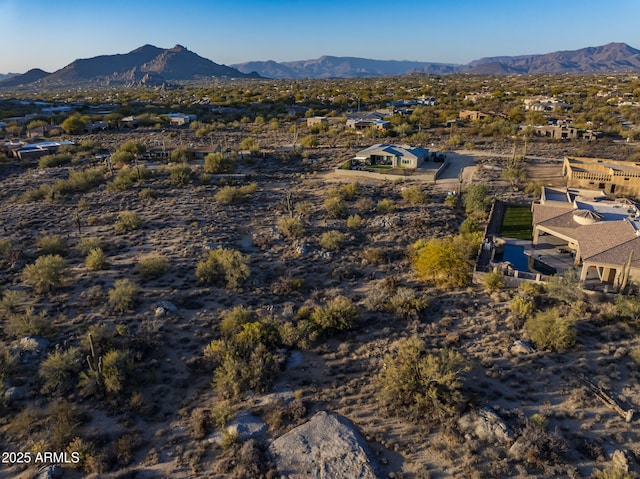 bird's eye view featuring a mountain view