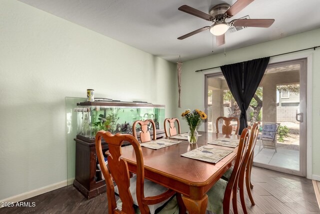 40264 W Lococo St, Maricopa, AZ 85138 - dining room featuring baseboards, ceiling fan, and wood finished floors