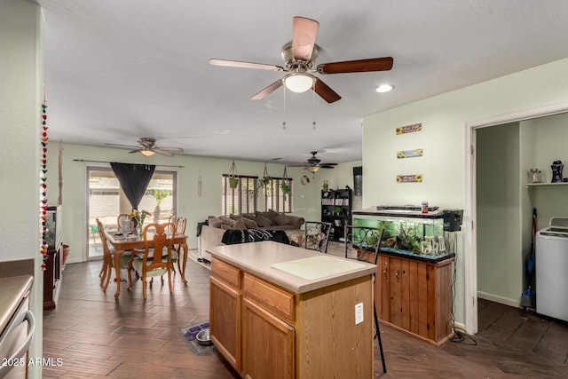 40264 W Lococo St, Maricopa, AZ 85138 - kitchen with ceiling fan, a kitchen island, recessed lighting, and dishwasher