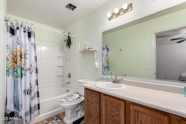 40264 W Lococo St, Maricopa, AZ 85138 - full bath with vanity, wood finished floors, shower / bath combination with curtain, and toilet