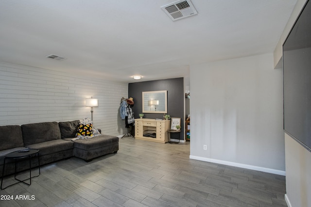 living room with wood-type flooring