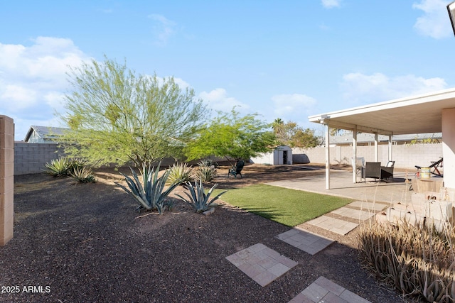 3508 E Gelding Dr, Phoenix, AZ 85032 - fenced backyard with a patio area