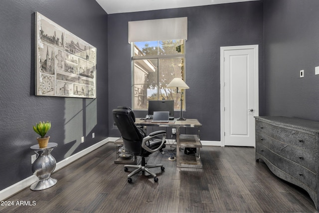 office space featuring wood-type flooring