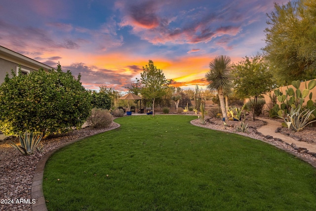 view of yard at dusk