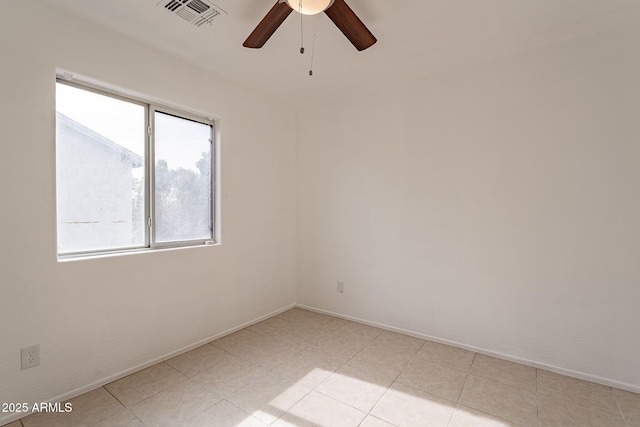 unfurnished room with ceiling fan